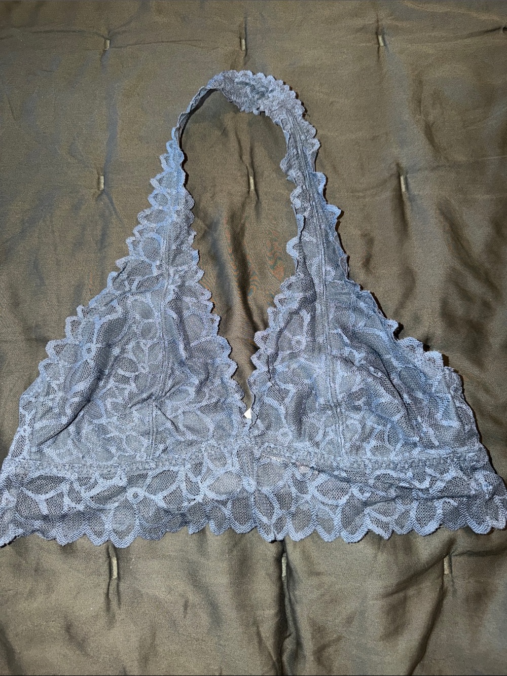 PINK Victoria's Secret Lace Halter Bralette in Slate Blue